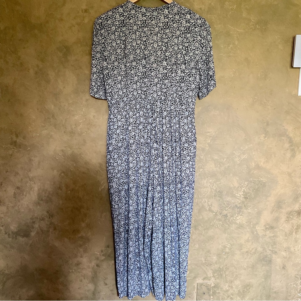 Vintage 90s Illustrations Floral Babydoll Cropped Wide Leg Jumpsuit - Picture 8 of 10